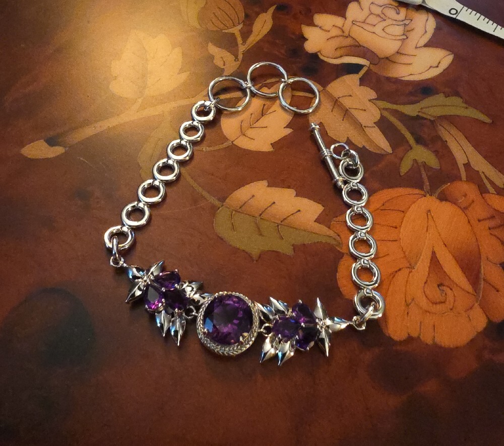 JTV Moroccan Amethyst Sterling Silver Adjustable Bracelet